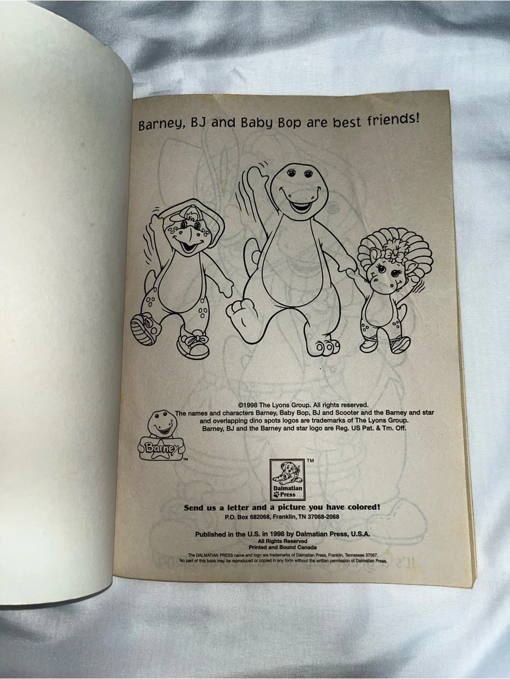 Vintage 1998 Barney All Year Long Big Best Color & Read Coloring Book